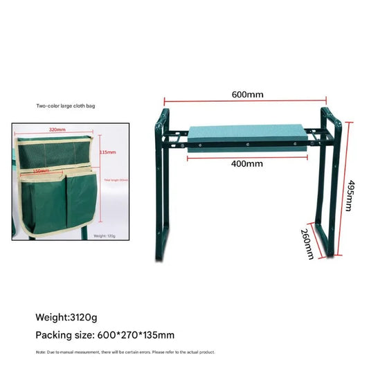 Garden kneeler and seat folded