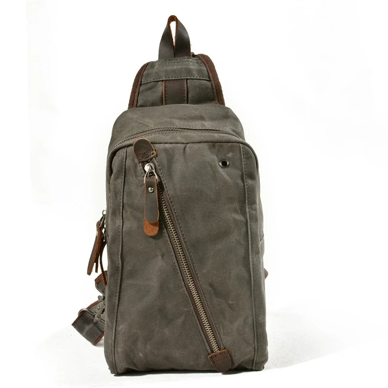 Waxed canvas crossbody chest bag front