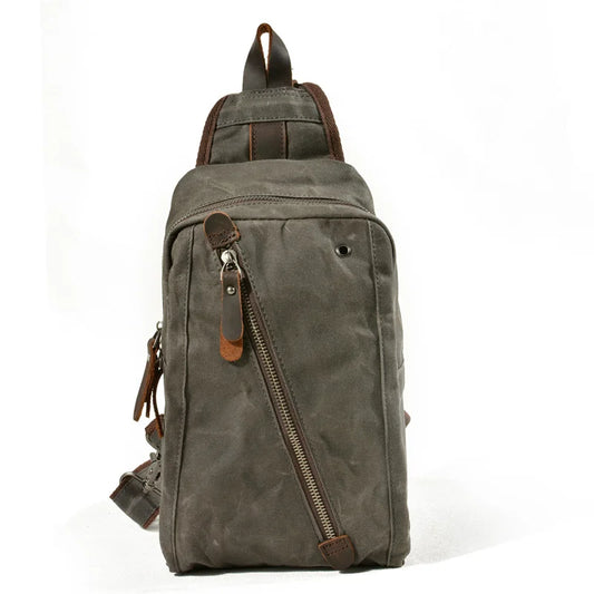 Waxed canvas crossbody chest bag front