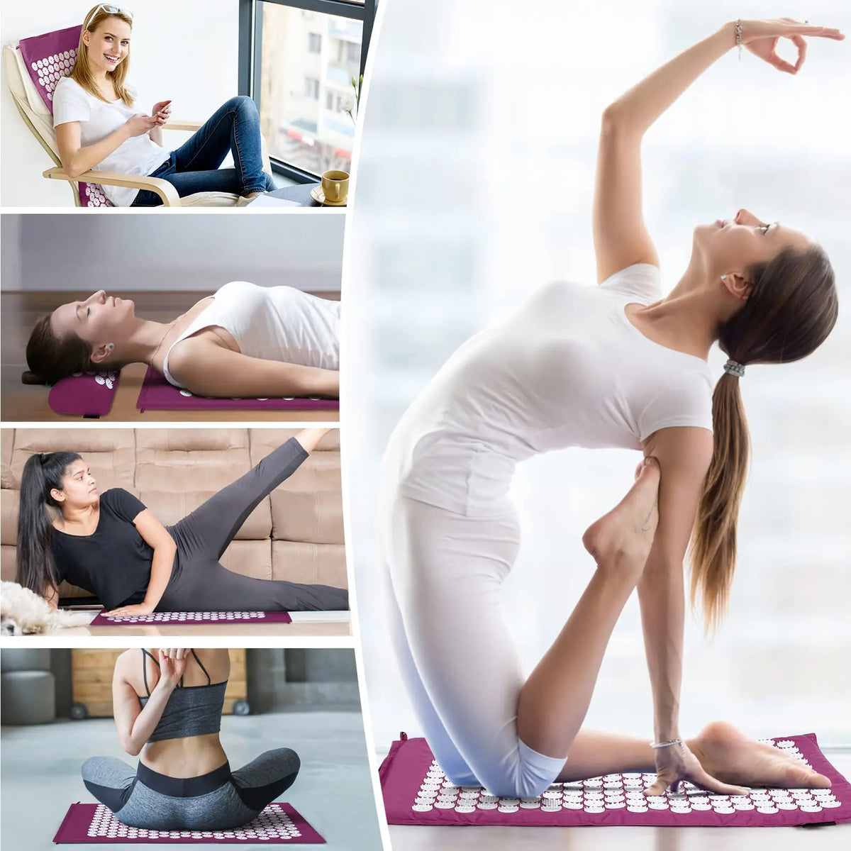 Acupressure mat in use on back