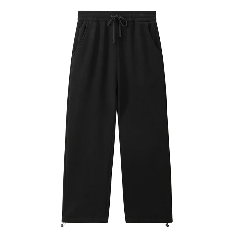 Mens fleece lined winter joggers black