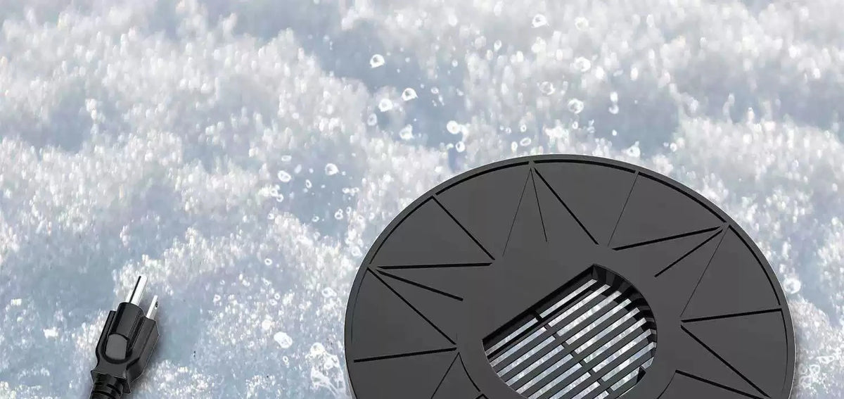 Birdbath heater in snow