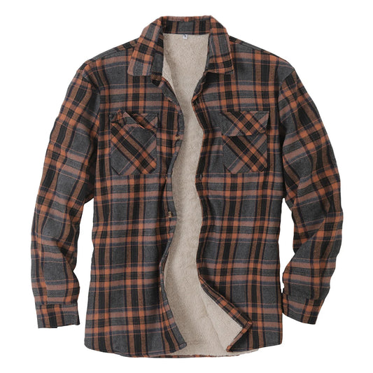 Genesis fleece lined flannel shirt jacket showing sherpa lining