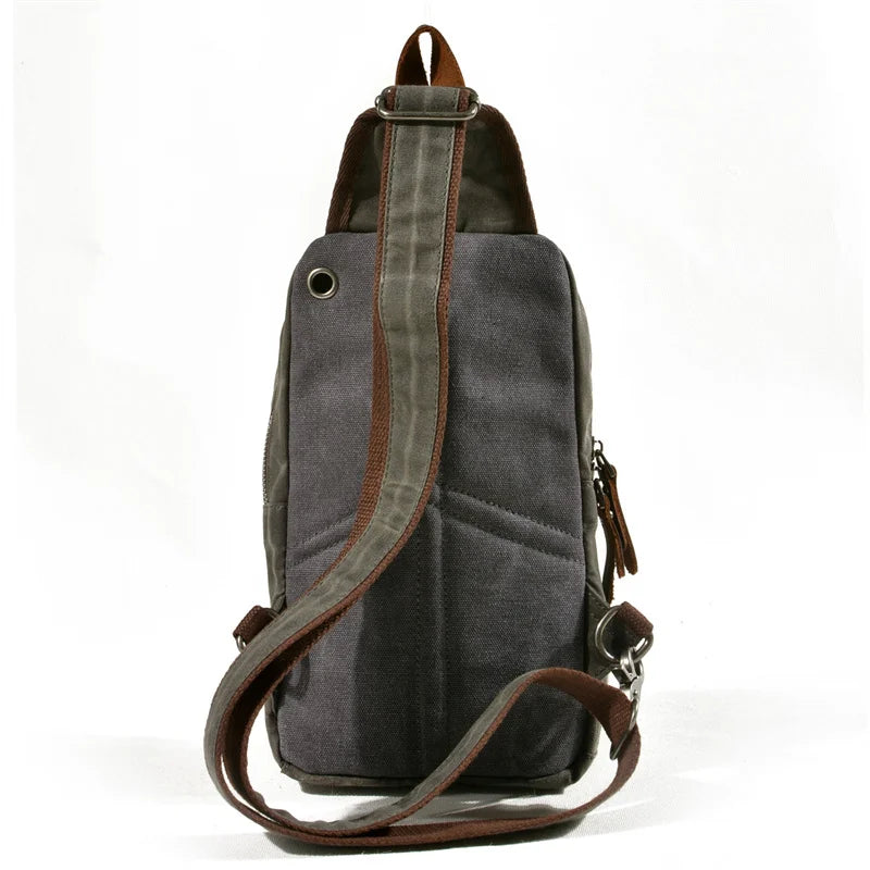 Waxed canvas chest bag back view