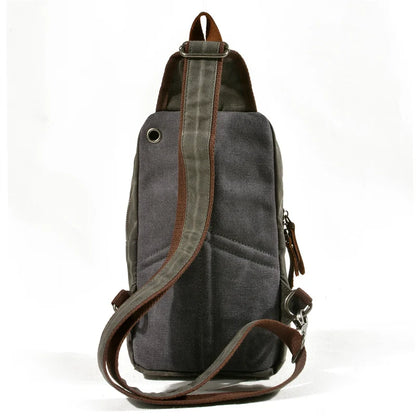 Waxed canvas chest bag back view