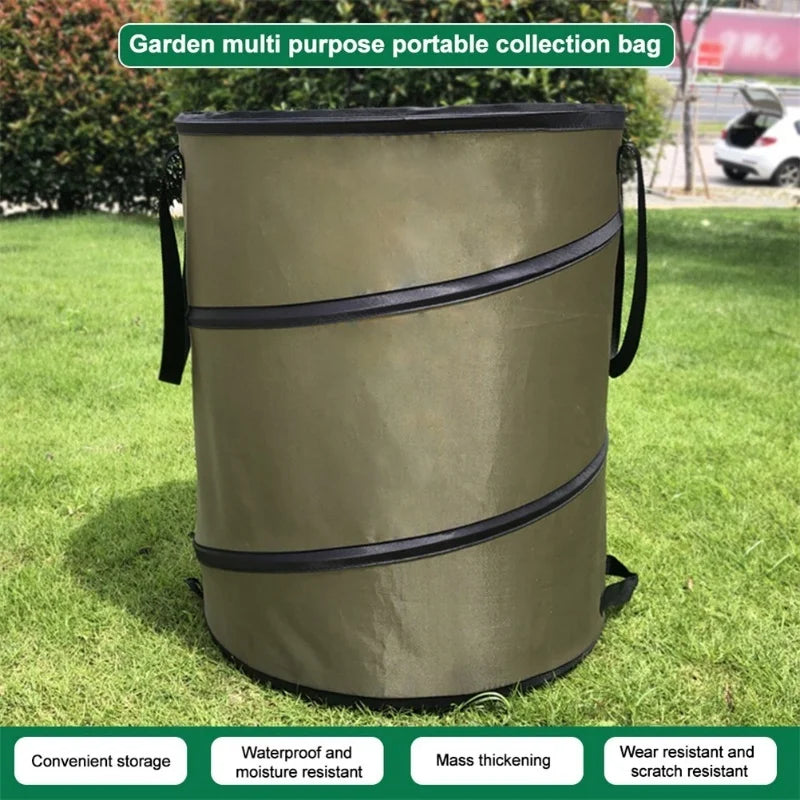 Pop-up leaf sack in garden