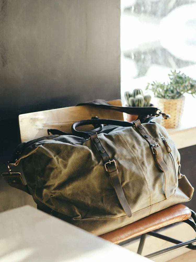 Canvas duffel bag interior